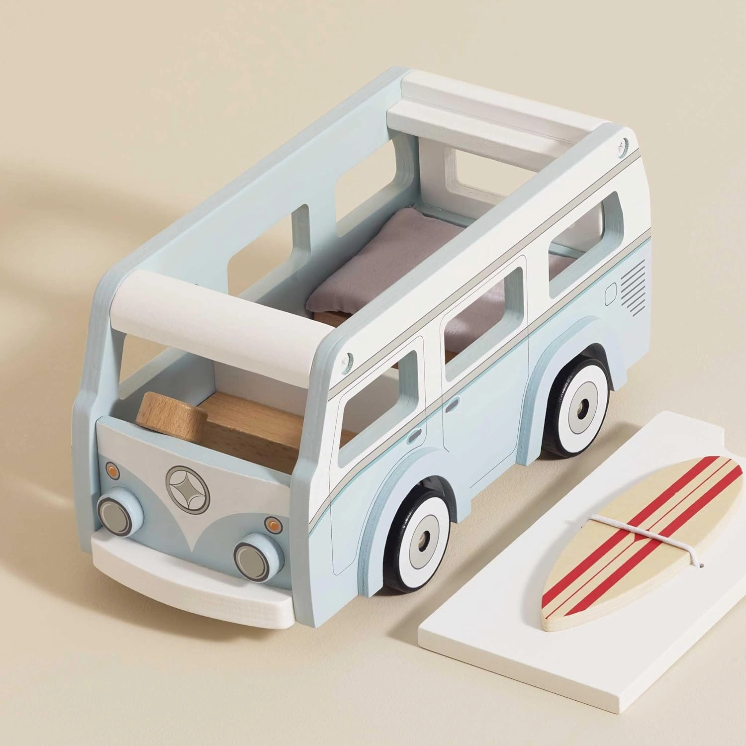 Le Toy Van - Wooden Holiday Campervan with Detachable Surfboard | Suitable for 3 Year Old  