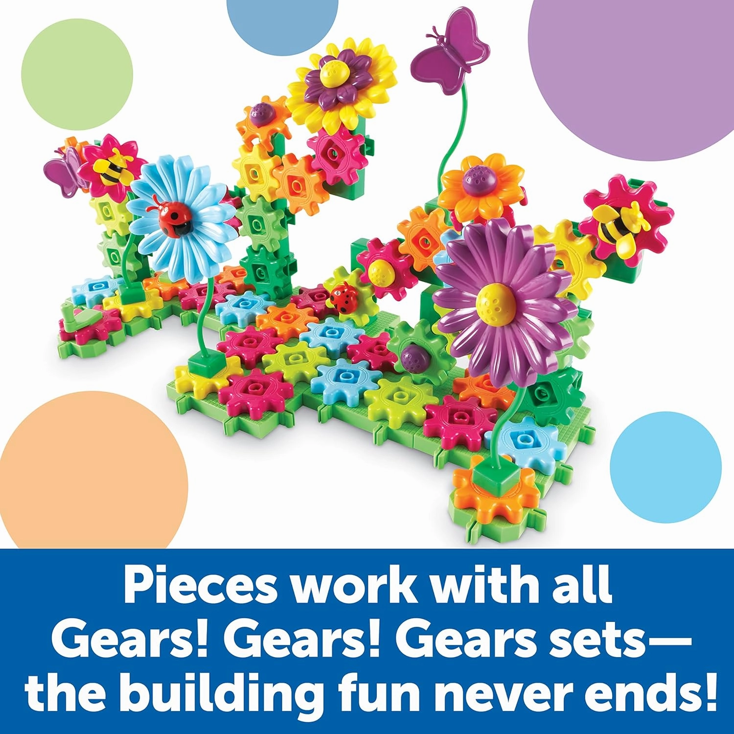 Learning Resources Gears! Gears! Gears! Build & Bloom Building Set - 116 Pieces, Ages 4  Preschool Learning Toys, Gears for Kids, STEM Toys