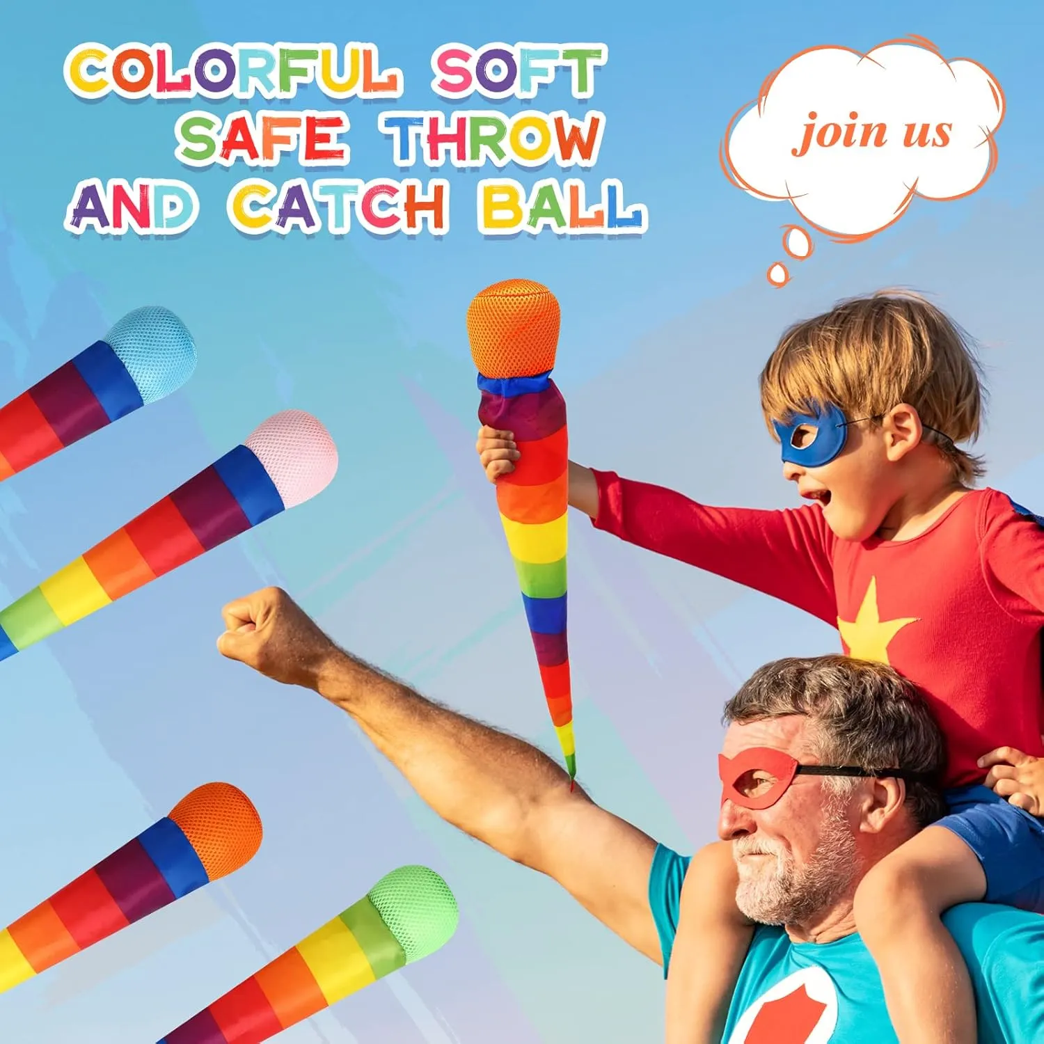 Leyndo 12 Pcs Throw and Catch Balls with Rainbow Tail, Soft Sports Play Comet Balls Playground Toys Bulk for Kids Adults Games and Activities Fun Throwing School, 25.59 Inch Long(Classic Color)