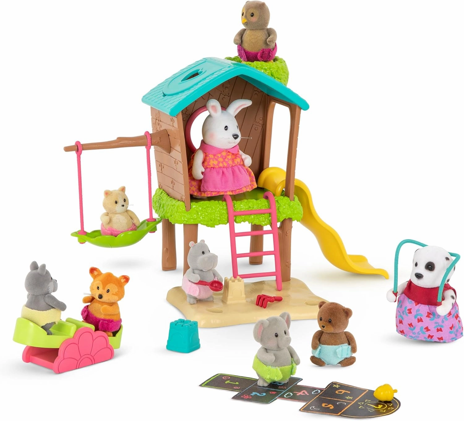 Li’l Woodzeez – 11 Pcs Tree House Playset for Doll Figures – Playhouse Playset with Ladder, Swing & More Accessories – Pretend Play Toy for Kids Age 3 