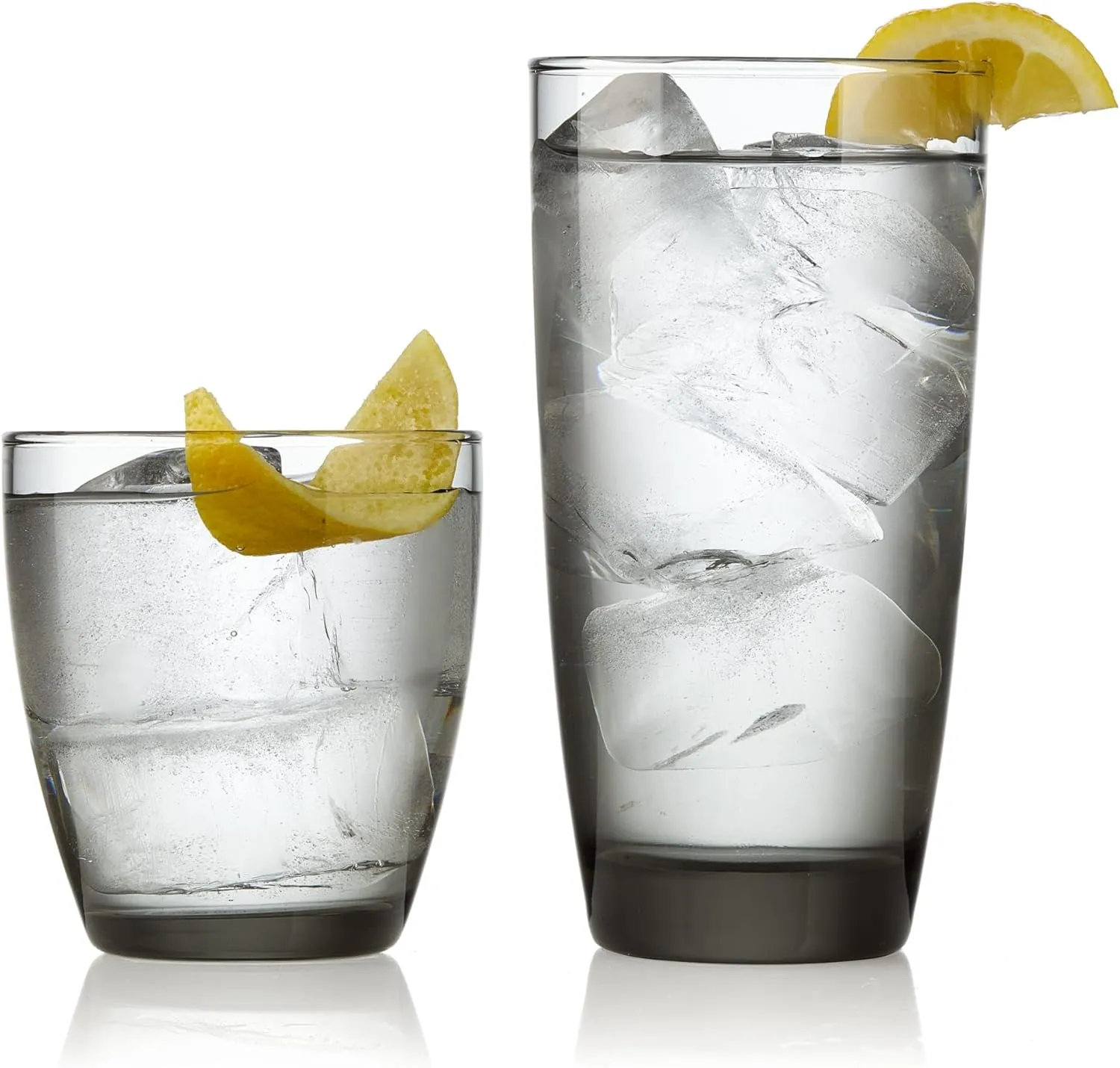 Libbey Slate Double Old Fashioned and Tumbler Glasses Set of 12, Smoke Hue, Water Glasses, Dishwasher Safe Drinking Glasses Set