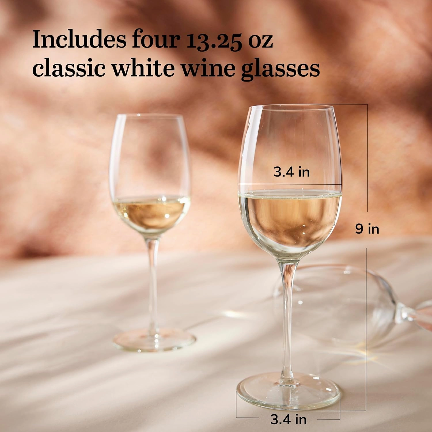 Libbey 4 Piece Signature Kentfield Classic White Wine Set, 13 oz, Clear