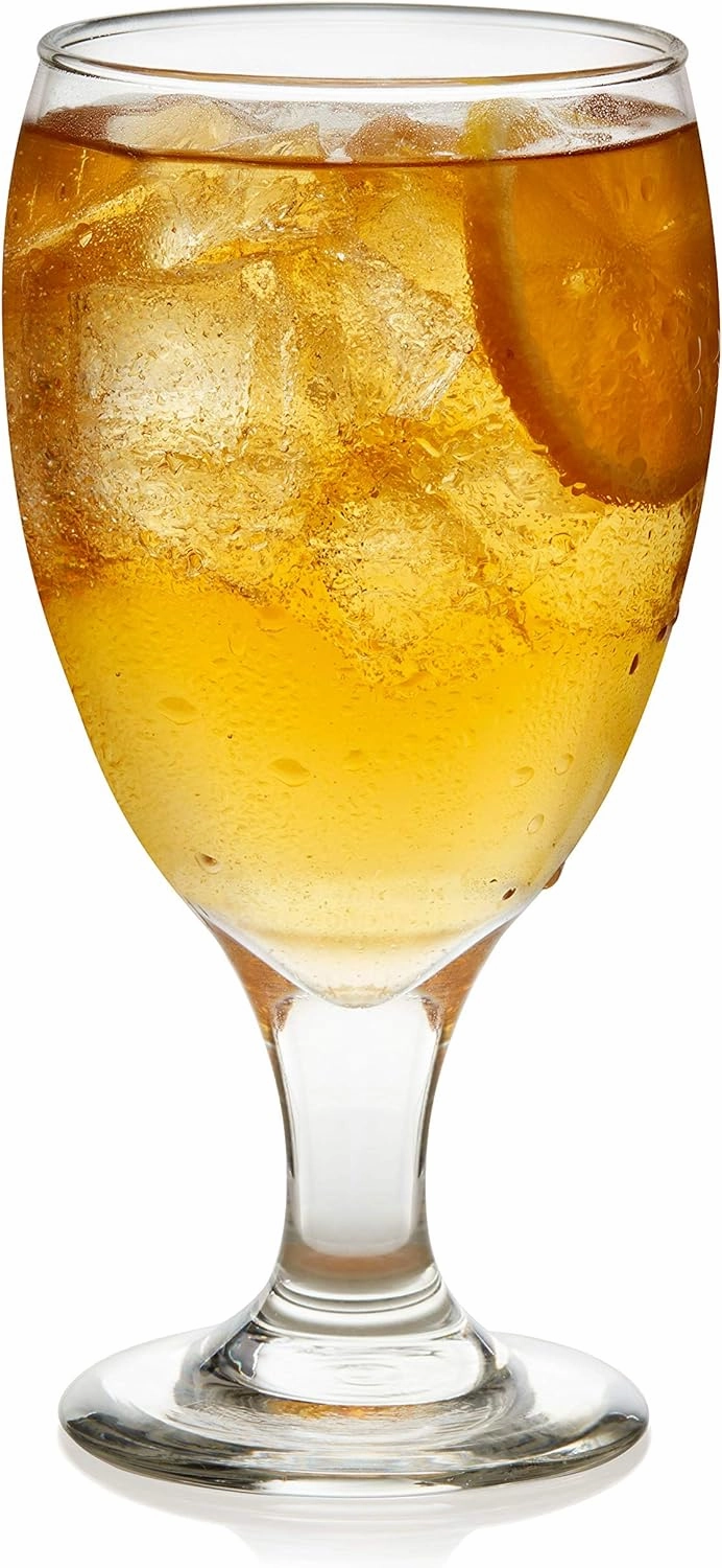 Libbey Classic Clear Glass Goblets Set of 12, Dishwasher Safe Drinking Goblets for Iced Tea, Sangria, and More, Ideal Goblet Glassware for Parties