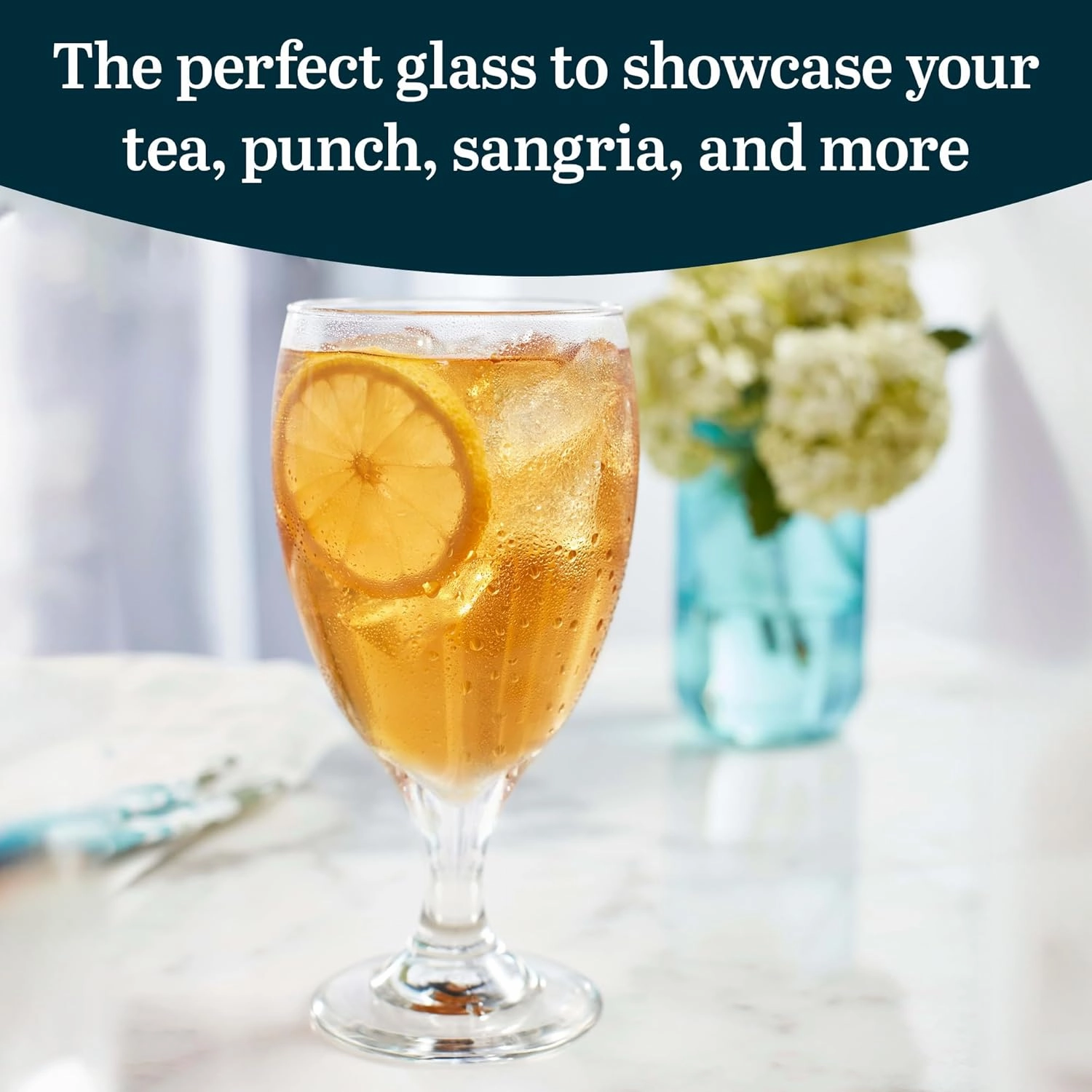 Libbey Classic Clear Glass Goblets Set of 12, Dishwasher Safe Drinking Goblets for Iced Tea, Sangria, and More, Ideal Goblet Glassware for Parties