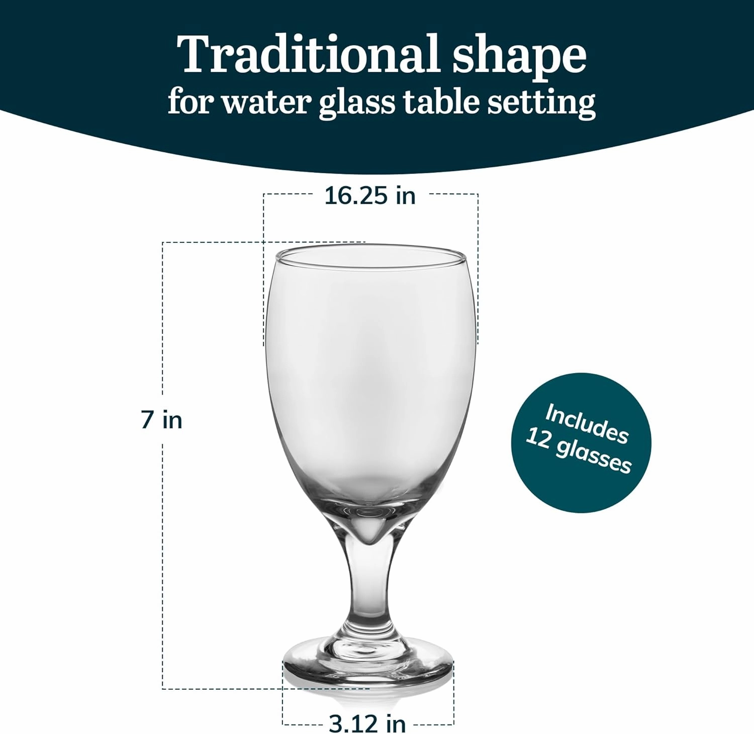 Libbey Classic Clear Glass Goblets Set of 12, Dishwasher Safe Drinking Goblets for Iced Tea, Sangria, and More, Ideal Goblet Glassware for Parties