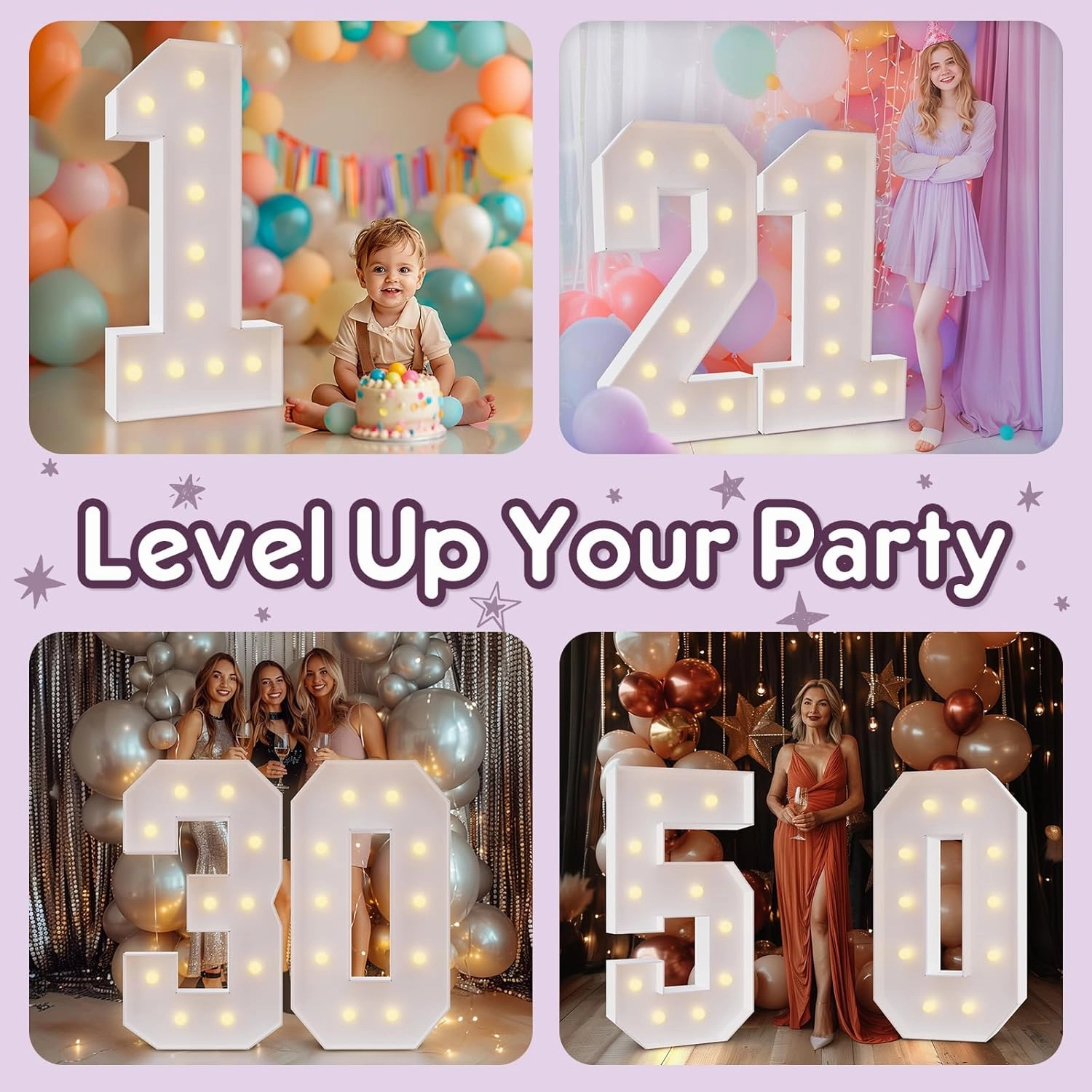 Light Up Numbers 4FT, Number 8 Light Up Sign Marquee Numbers 4 Feet Tall, Large 8 Marquee Number for 8th Birthday Party Decorations Mosaic Número
