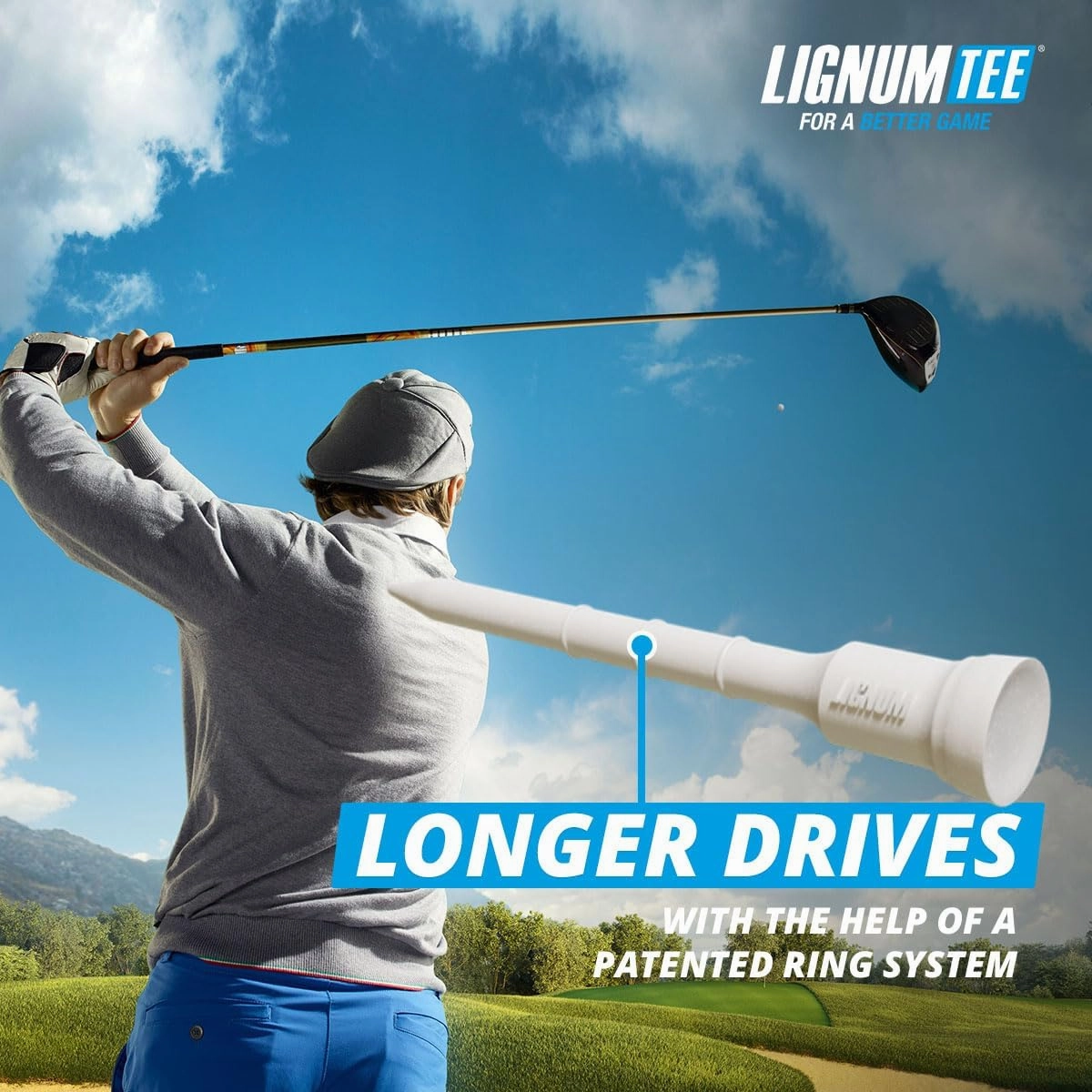 LIGNUM Tee - Classic Golf Tees - Sports Golf Tees - Anti Spin Head, Bio-Based Micro Wood, 50x Durable