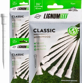 LIGNUM Tee - Classic Golf Tees - Sports Golf Tees - Anti Spin Head, Bio-Based Micro Wood, 50x Durable