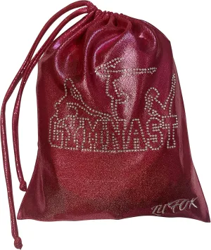 LIL'FOX 8"x10" Drawstring Gymnastics SMALL GRIP BAG 26x20cm - Lightweight Bag for Personal Equipment - Shiny Foil Rhinestones