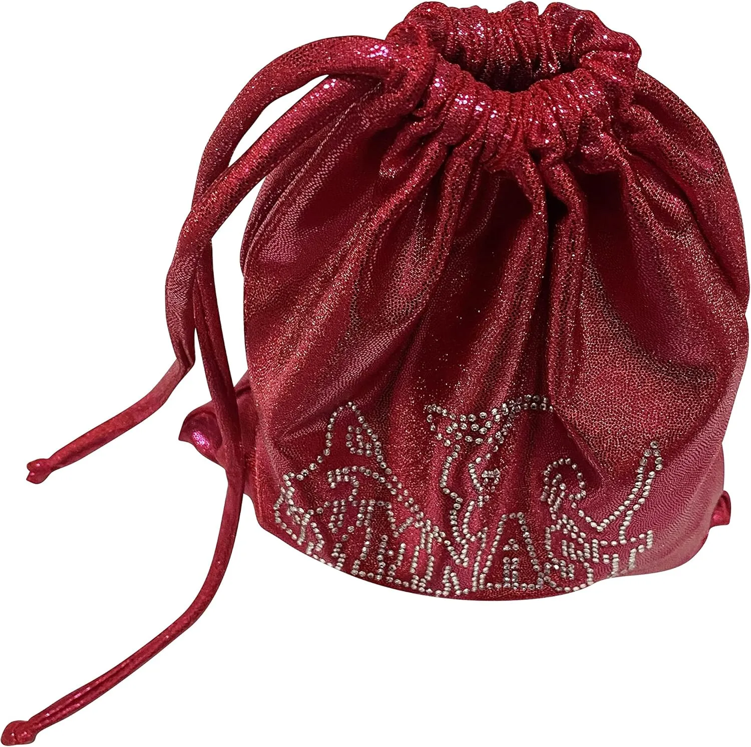 LIL'FOX 8"x10" Drawstring Gymnastics SMALL GRIP BAG 26x20cm - Lightweight Bag for Personal Equipment - Shiny Foil Rhinestones