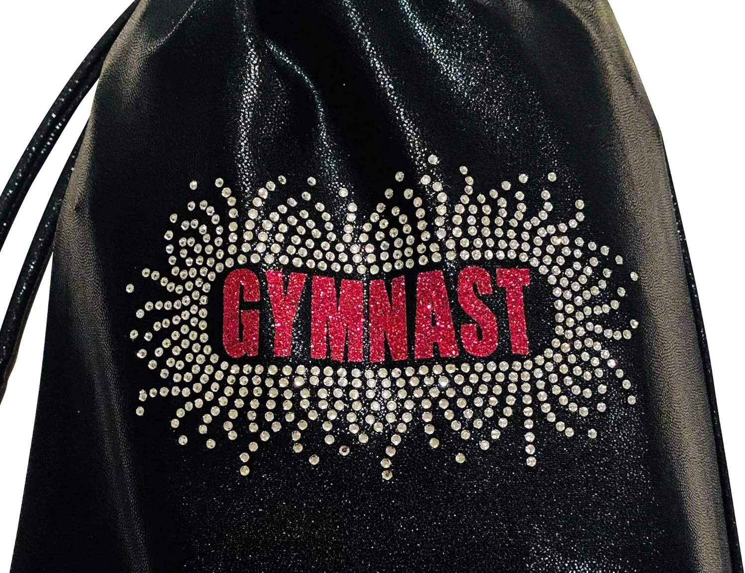 LIL'FOX 8"x10" Drawstring Gymnastics SMALL GRIP BAG 26x20cm - Lightweight Bag for Personal Equipment - Shiny Foil Rhinestones