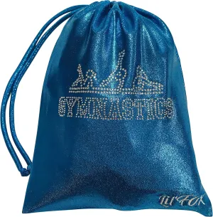 LIL'FOX 8"x10" Drawstring Gymnastics SMALL GRIP BAG 26x20cm - Lightweight Bag for Personal Equipment - Shiny Foil Rhinestones