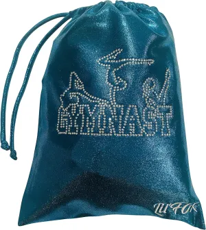 LIL'FOX 8"x10" Drawstring Gymnastics SMALL GRIP BAG 26x20cm - Lightweight Bag for Personal Equipment - Shiny Foil Rhinestones