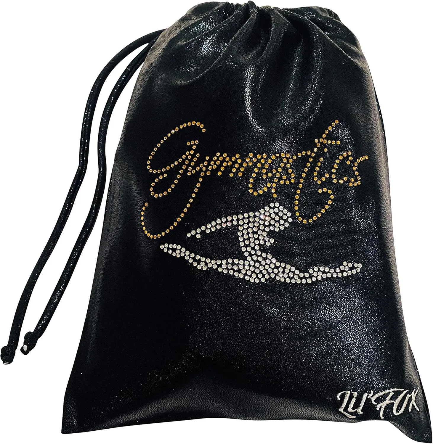 LIL'FOX 8"x10" Drawstring Gymnastics SMALL GRIP BAG 26x20cm - Lightweight Bag for Personal Equipment - Shiny Foil Rhinestones