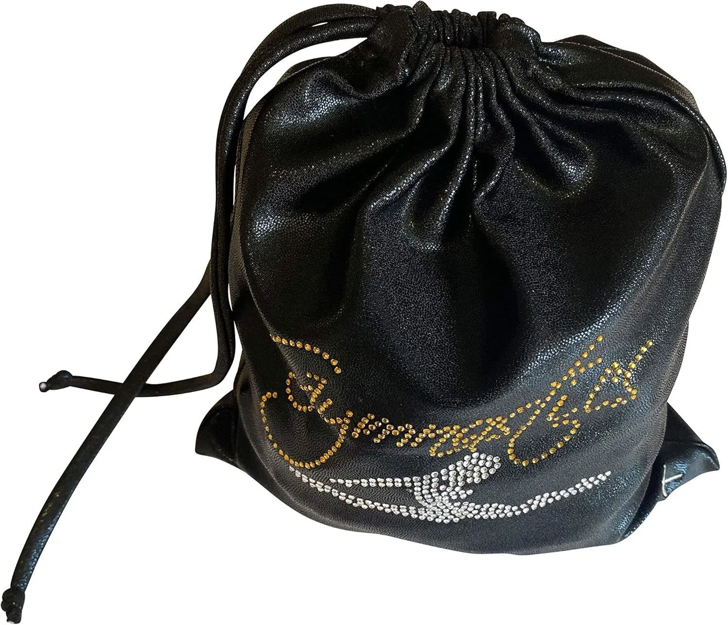 LIL'FOX 8"x10" Drawstring Gymnastics SMALL GRIP BAG 26x20cm - Lightweight Bag for Personal Equipment - Shiny Foil Rhinestones