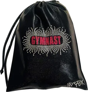 LIL'FOX 8"x10" Drawstring Gymnastics SMALL GRIP BAG 26x20cm - Lightweight Bag for Personal Equipment - Shiny Foil Rhinestones