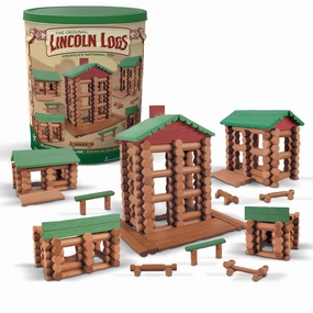 LINCOLN LOGS Collector's Edition Village Set - 327 Real Wood Pieces, Ages 3 , Retro Building Toy for Boys/Girls, Creative Construction Game
