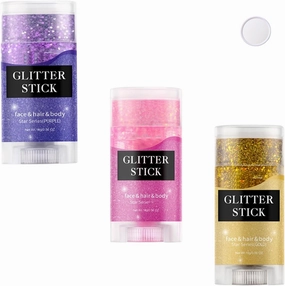 Liplaya Glitter Stick,Liplaya Glitter Stick Red White and Blue,Glitters Sticks for Hair and Body,Face,Music Festival GlitterStick,Stage Party Colorful Pearlescent GlitterStick,Long-Lasting Shine (A#)