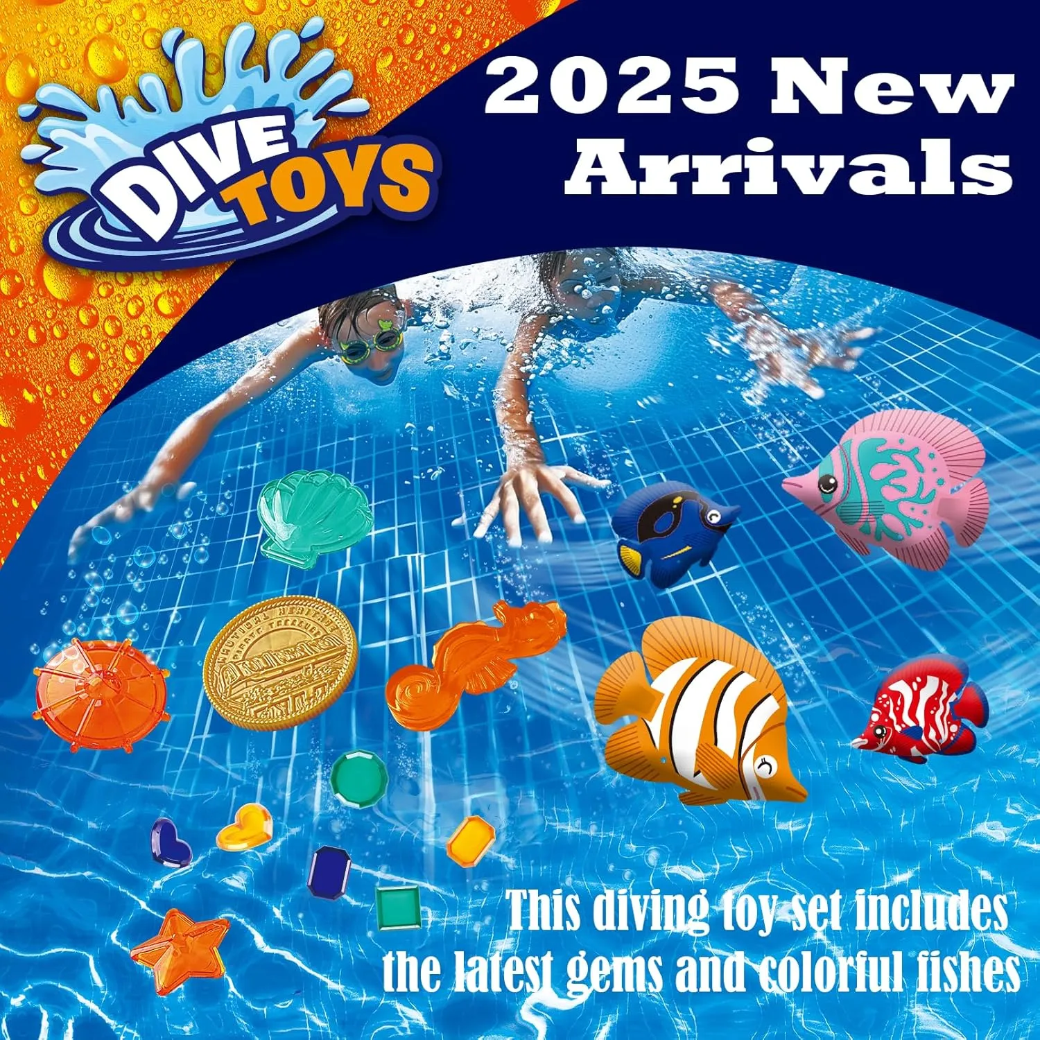 LITTLE FROGGY Kid’s Diving Set with 30 Pcs Diving Toy Kit Perfect for Pool, Beach, Water Parks, for Swimming Training & Water Games for Boys Aged 3-12 (Shark)
