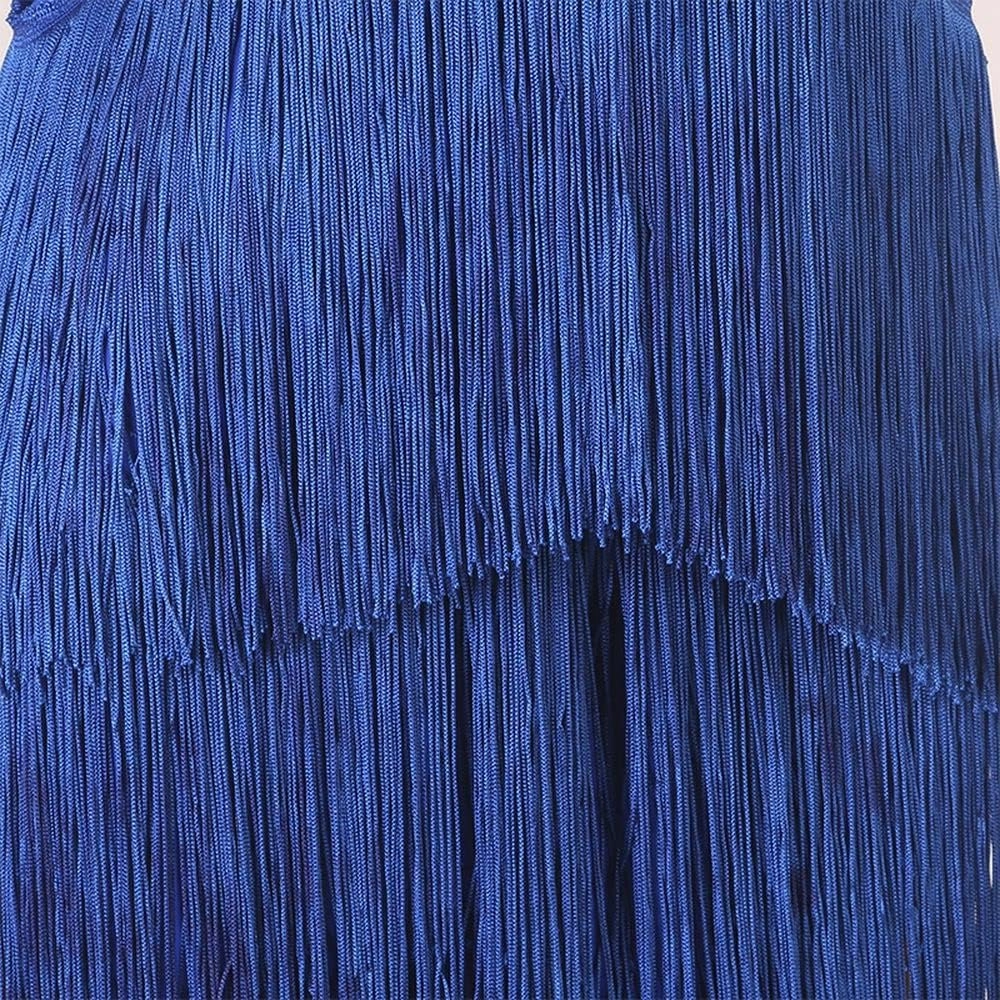 LIUHUO Blue Fringed Latin Dance Dress Professional Competition Suit Samba Denim Dress