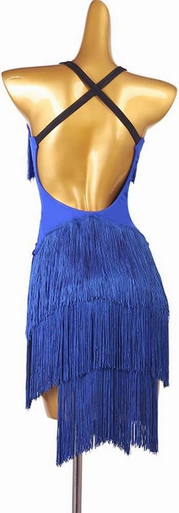 LIUHUO Blue Fringed Latin Dance Dress Professional Competition Suit Samba Denim Dress