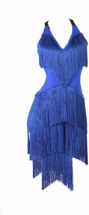 LIUHUO Blue Fringed Latin Dance Dress Professional Competition Suit Samba Denim Dress