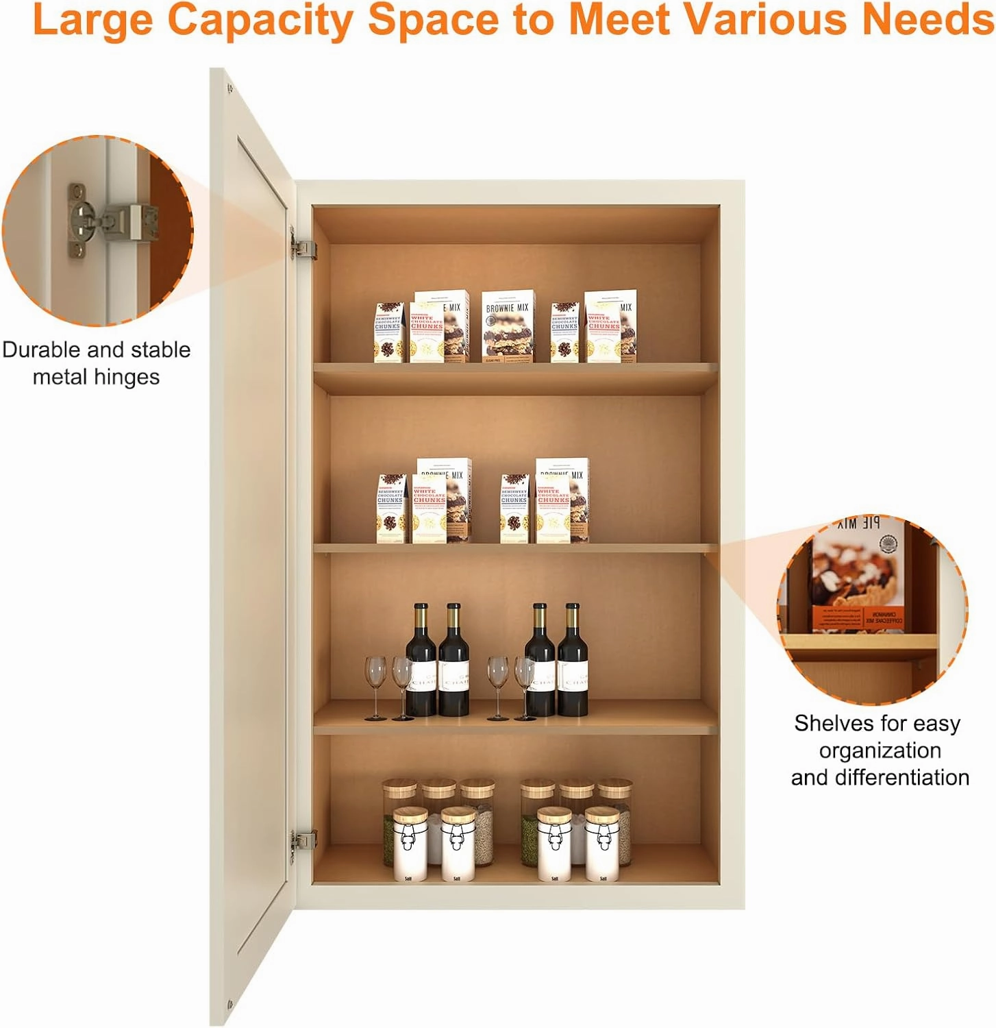 LOVMOR Kitchen Wall Cabinet & Cupboard, Medicine Cabinet,Bathroom Cabinet Wall Mounted with Doors and Shelves, 12" D*18" W*42" H, Shaker Antique White