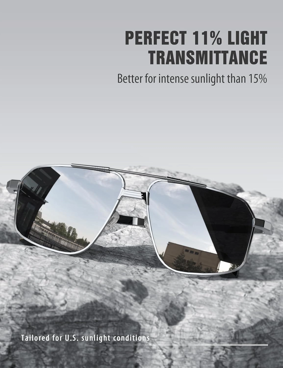 LUENX Aviator Sunglasses for Men Square Polarized Polygon Sun Glasses UV400 Protection