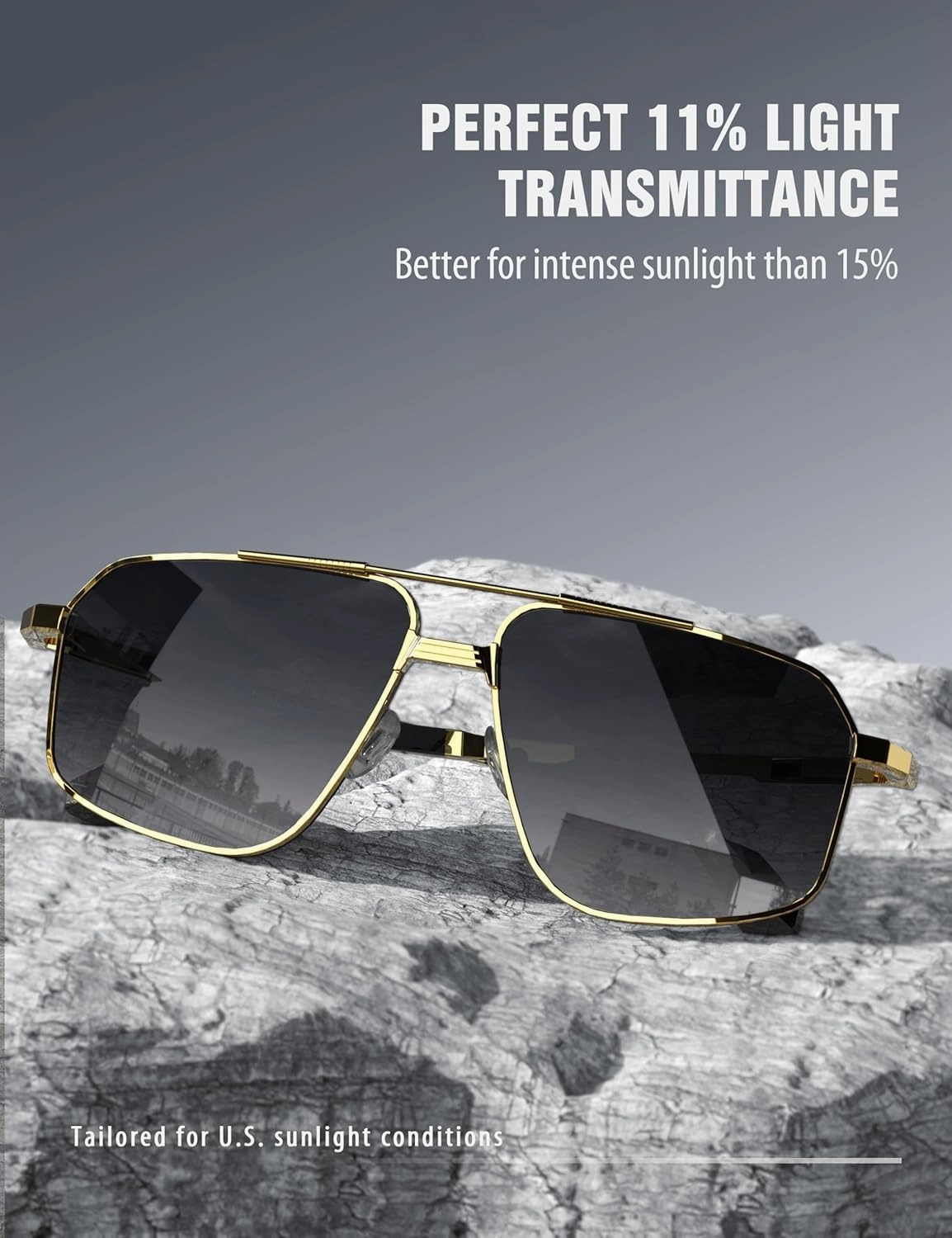 LUENX Aviator Sunglasses for Men Square Polarized Polygon Sun Glasses UV400 Protection