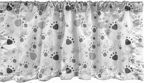 Lunarable Grey Window Valance, Pattern with Random Footprints Paw Traces Pet Legs Friendly Cats and Dogs, Curtain Valance for Kitchen Bedroom Decor with Rod Pocket, 54" X 18", Pale Grey