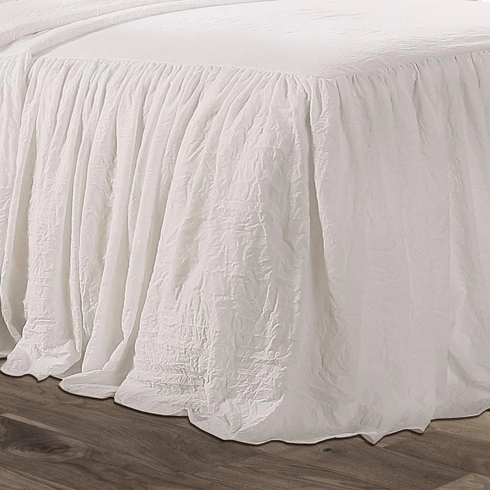 Lush Decor Ruffle Skirt Bedspread Set - 3 Piece Luxurious Farmhouse Bedding Set - Elegant, Charming Ruffle Detail - Timeless Style & Classic Design - Soft and Lightweight - Full, Lake Blue
