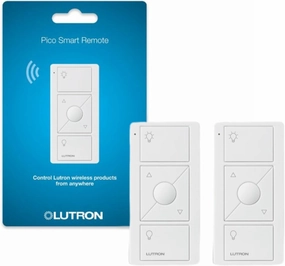 Lutron Pico Remote for Caseta Smart Dimmer Switch, 3-Button Control with Raise/Lower and Preset Lighting Level, for Table Top or Wallmount Use, PJ2-3BRL-WH-L01R, White, 2 Pack