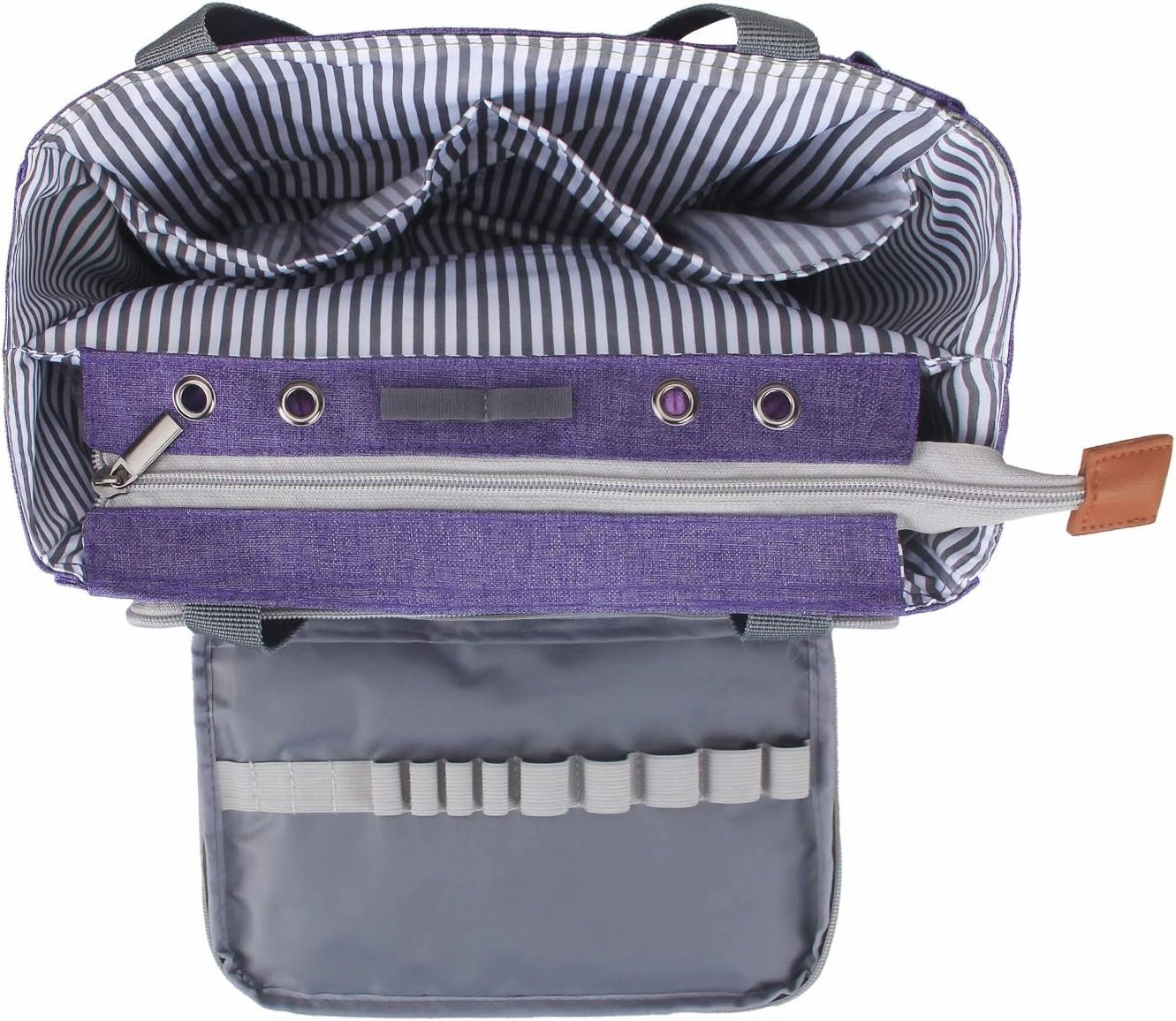 Luxja Small Crochet Tote Bag, Yarn Storage Bag for Small Unfinished Projects, Crochet Hooks and Other Accessories, Purple