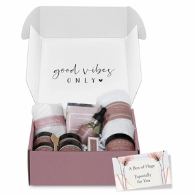 Lynwood Good Vibes Only: Good Vibes Only Package With All Natural Sugar Shower Scrub, Soap and Lotion Set, Shower Bombs Aromatherapy, Hydrating Body Oil, Scented Candle, Relaxing Lavander Bath Salts