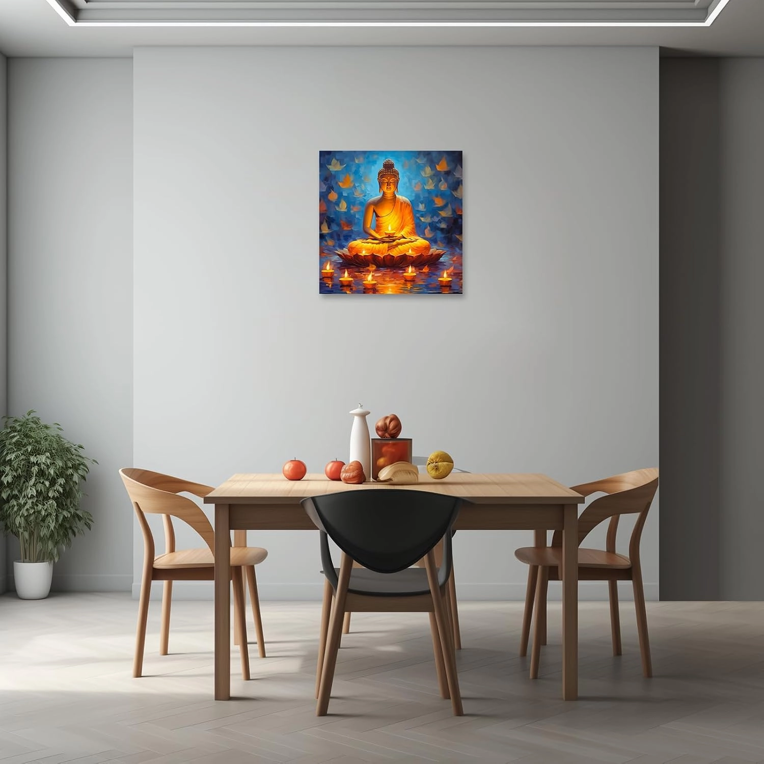 LZIMU Buddha Canvas Wall Art Buddha Statue Painting Prints Zen Pictures Buddhist Spiritual Artwork for Office Yoga Spa Meditation Room Framed(Picture-1, (12.00" x 12.00"))