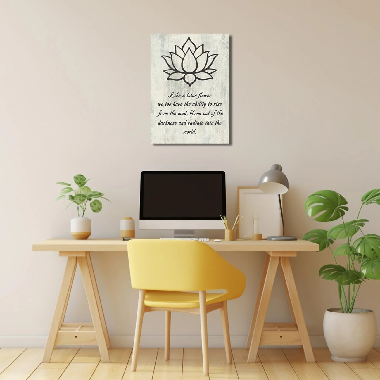 LZIMU Lotus Flower Canvas Wall Art Inspirational Quotes Poster Spa Picture Prints Wall Decor for Yoga Meditation Spiritual Room Decor (Lotus Flower-1, 18.00" x 12.00")