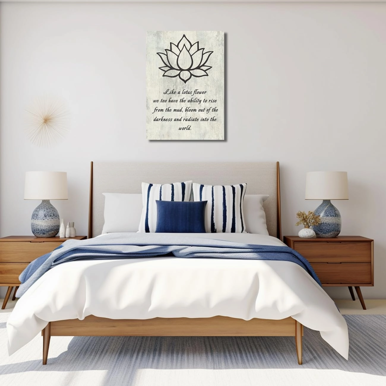 LZIMU Lotus Flower Canvas Wall Art Inspirational Quotes Poster Spa Picture Prints Wall Decor for Yoga Meditation Spiritual Room Decor (Lotus Flower-1, 18.00" x 12.00")