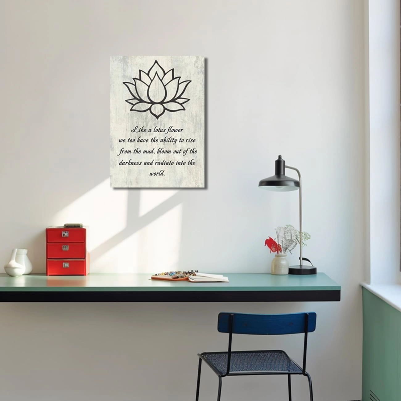 LZIMU Lotus Flower Canvas Wall Art Inspirational Quotes Poster Spa Picture Prints Wall Decor for Yoga Meditation Spiritual Room Decor (Lotus Flower-1, 18.00" x 12.00")