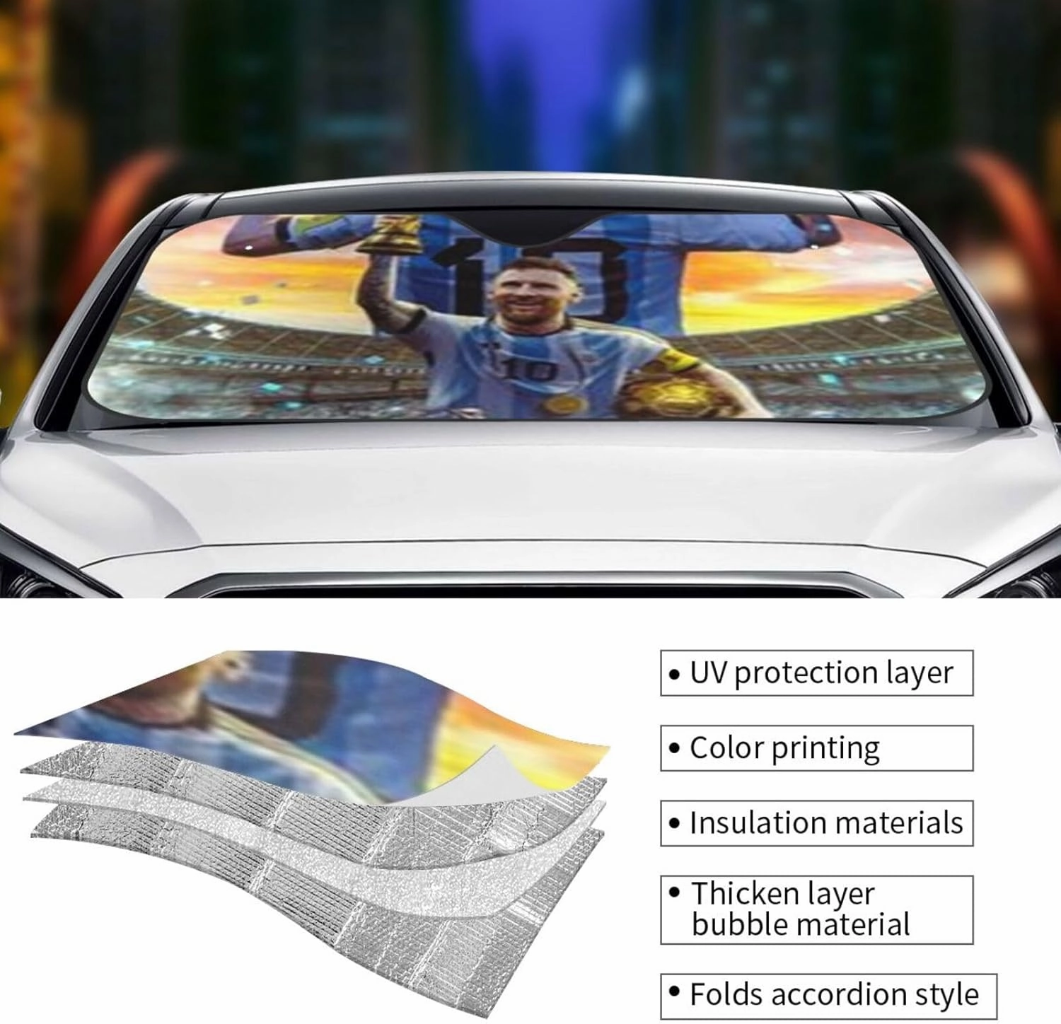 M-essi Car Sunshade has Good Heat Insulation Effect and Protects The Glass Medium