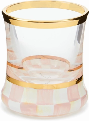 MACKENZIE-CHILDS Shot Glass, Cute Shot Glass for Drinking or Decor, 2 Ounces, Pink-and-White Rosy Check