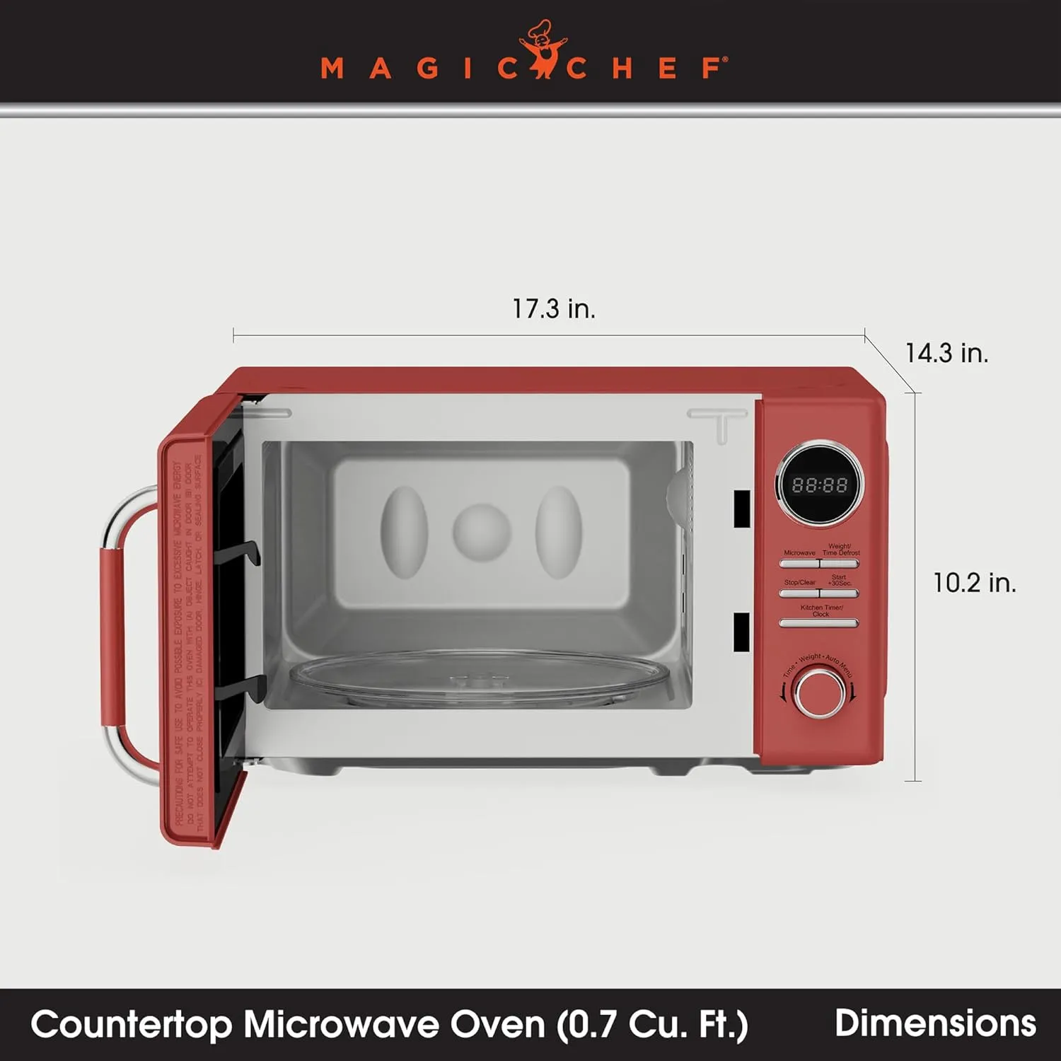 Magic Chef Countertop Microwave, Classic Retro Touch Small Appliance, 0.7 Cubic Ft, Red