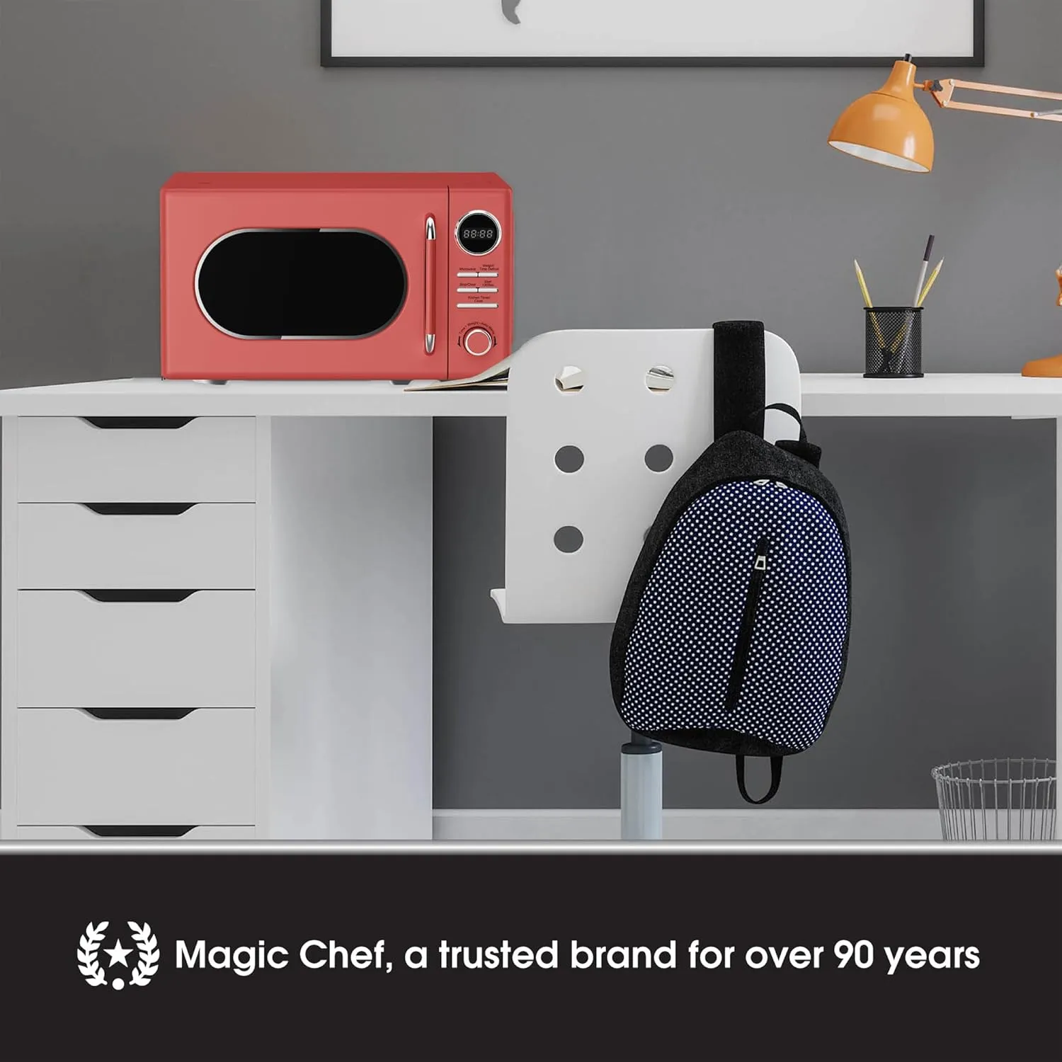Magic Chef Countertop Microwave, Classic Retro Touch Small Appliance, 0.7 Cubic Ft, Red