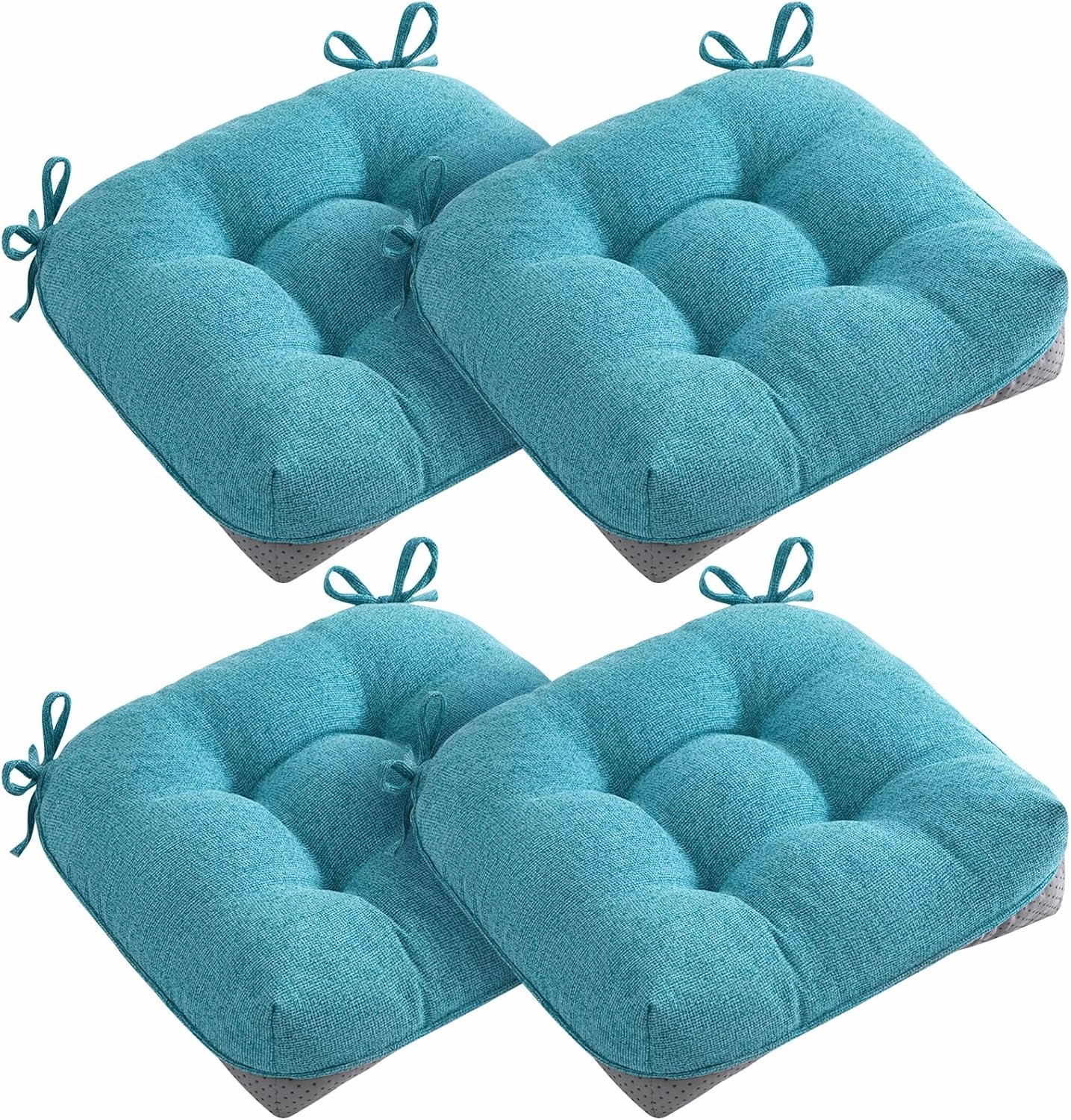 MAGIC ELEPHANT Chair Cushions for Dining Chairs, Memory Foam Kitchen Chair Cushions Set of 4, Non-Slip Thick Dining Room Chair Pads Seat Cushions, 15.5" x 15.5" x 4" (Aqua Blue)