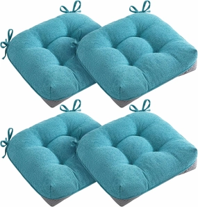 MAGIC ELEPHANT Chair Cushions for Dining Chairs, Memory Foam Kitchen Chair Cushions Set of 4, Non-Slip Thick Dining Room Chair Pads Seat Cushions, 15.5" x 15.5" x 4" (Aqua Blue)