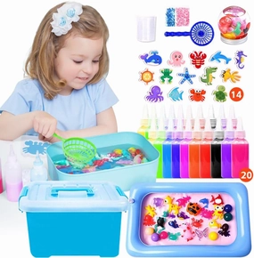 Magic Water Elf Toy Kit,Aqua Fairy Water Gel kit with 20 Magic Gel&14 Molds,Water Pets,Birthday Gifts,Party Favors,Make Your own Squishies Toys DIY Craft Kit for Kids Ages 3 
