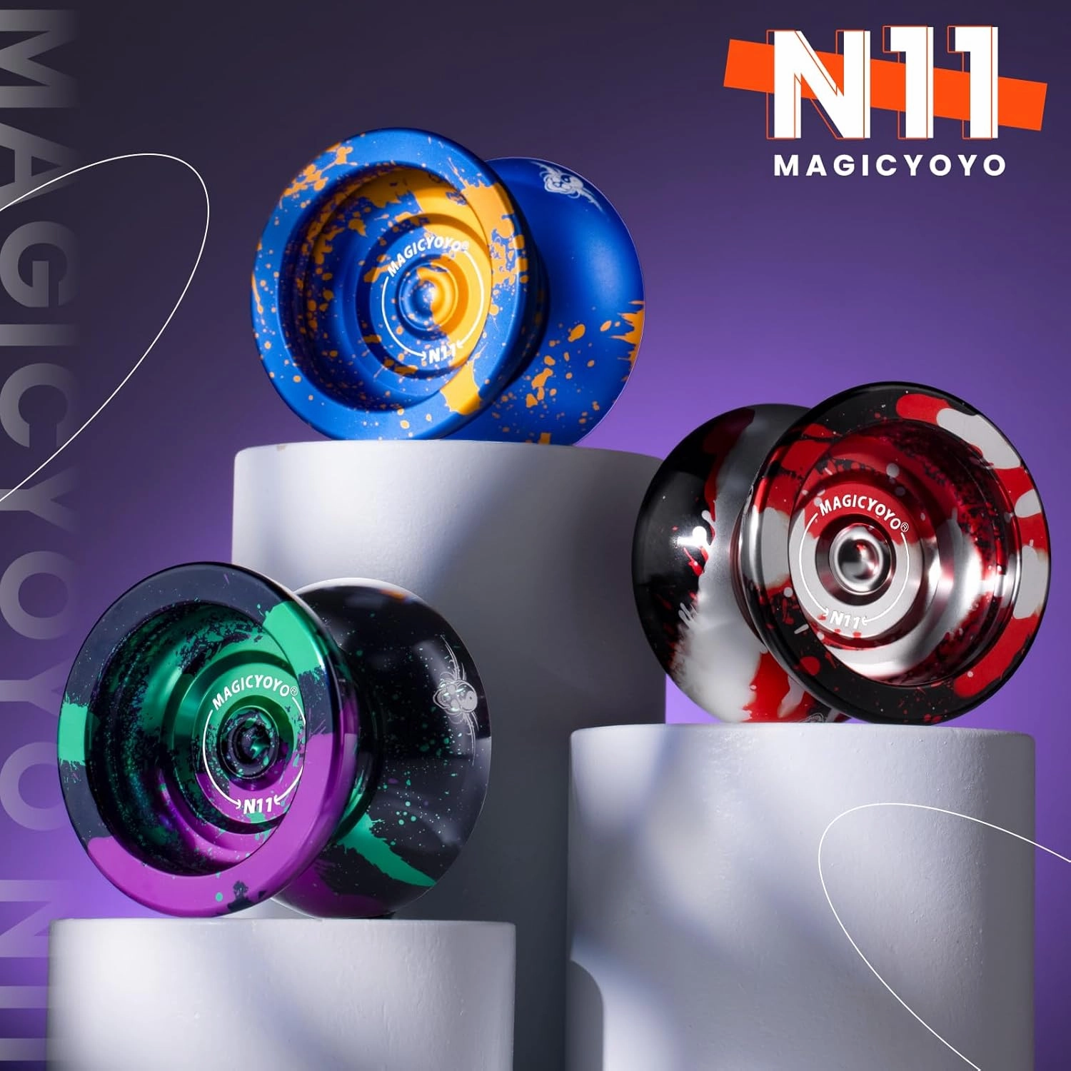MAGICYOYO N11 Unresponsive Yoyo - Professional Trick Yo Yo for Kids 8-12 or Above, Dual Purpose Yo-yo Replacement Responsive Bearing for Beginner 12 Strings Case Bag Bearing Kit - Black Red Silver