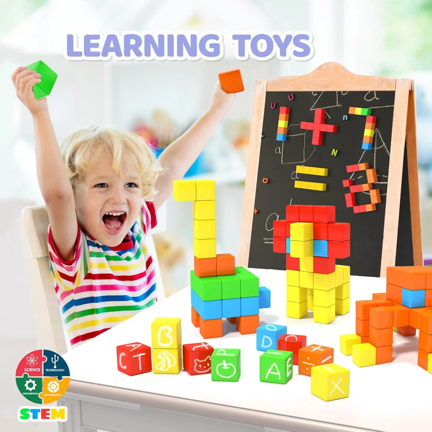 Magnetic Blocks 1.18 inch, Large Magnetic Cube Toy for Sensory STEM Education Preschool Magnet Toys for 3 4 5 6 Year Old Boys and Girls,Christmas Birthday Gifts for Kids Age 3 
