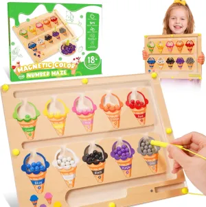 Magnetic Color and Number Maze, Educational Montessori Toys for 2 3 4 5 Year Old Boys Girls Baby, Educational Magnetic Color Recognition & Counting Number, Gifts for Baby Toddlers Kids