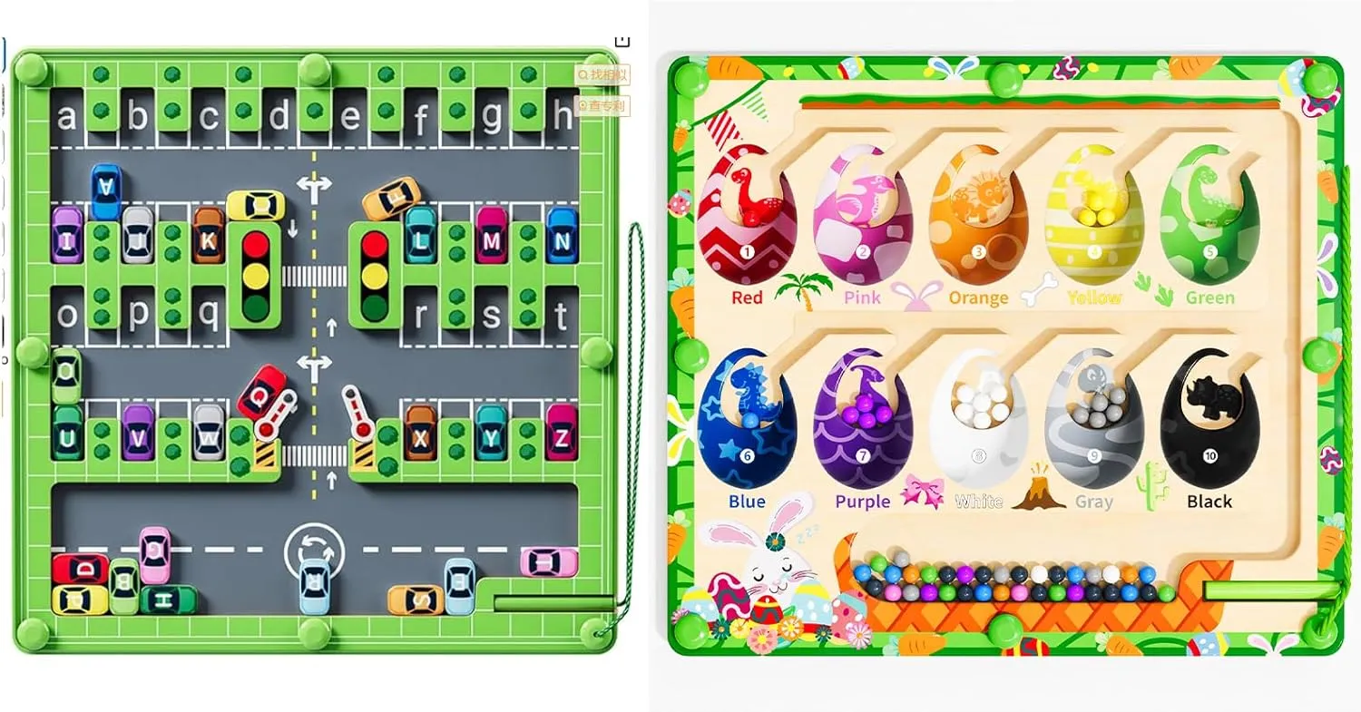 Magnetic Color and Number Maze,Dinosaur Eggs Montessori Toys for 2 3 4 5 Year Old,Counting Matching Learning Toys,Easter Birthday Gifts for Kids