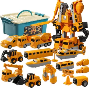 Magnetic Transform Engineering Car Assembled Toys, Construction Blocks Robot for Kids and Toddlers, Outdoor Activities for Ages 3-5 4-8 (Engineering Series-35 PCS/SET)